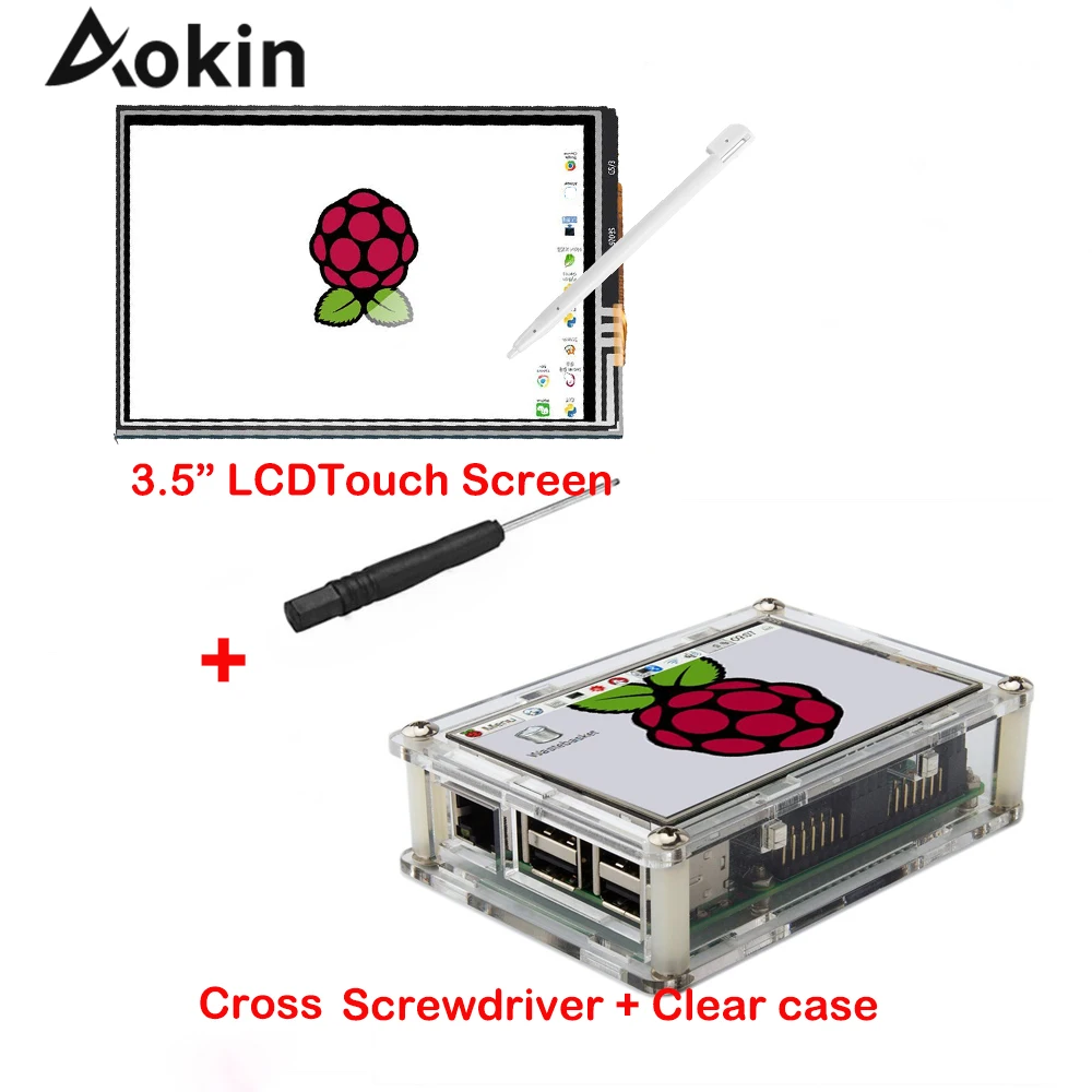 Экран для Raspberry Pi 3,", сенсорный экран, ЖК-дисплей, монитор, прозрачный акриловый чехол, стилус для Raspberry Pi 3 2, Модель B