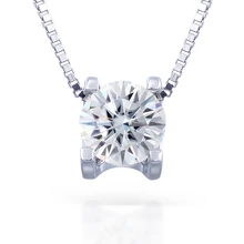 TransGems Moissanites Pendant Forever Classic For Wome Romantic Solitaire 1.0ct Certified HI/vvs 925 Silver Real Fine Gift