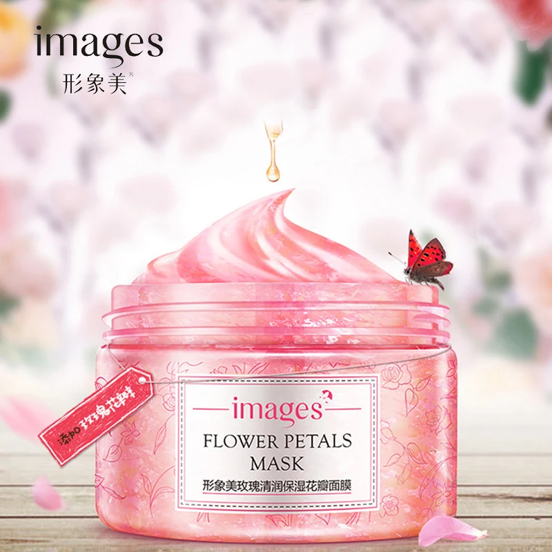 

Images Rose Flower Petals Face Mask Moisturizing Whitening Anti-Aging Facial Skin Care Sleeping Mask Set