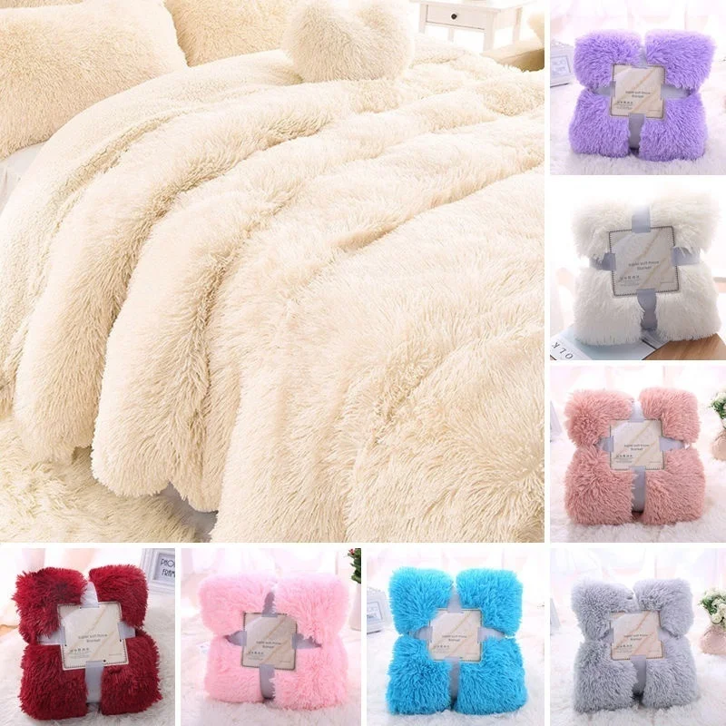160*200 cm Large Soft Warm Shaggy Faux Fur Throw Blanket ...