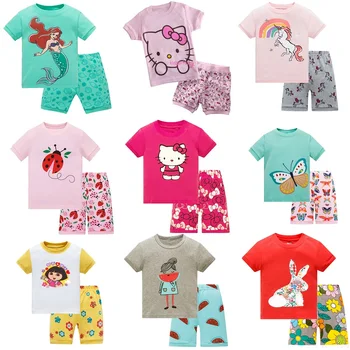 Baby kids Pajamas Set summer children Short Sleeve cotton sleepwear Girl Cartoon pyjamas girls cute home clothing boys nightwear children clothes kids clothing set boys pajamas sets cartoon nightwear print pajamas girls pyjamas cotton sleepwear baby pyjama