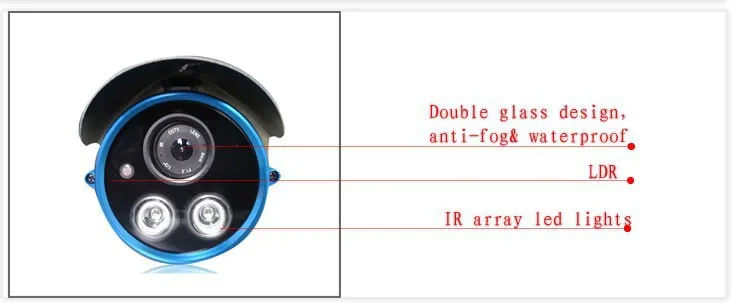 HOT! 1/3" Sony 750TVL waterproof security camera,double glass design and IR array led light cctv camera freeshipping