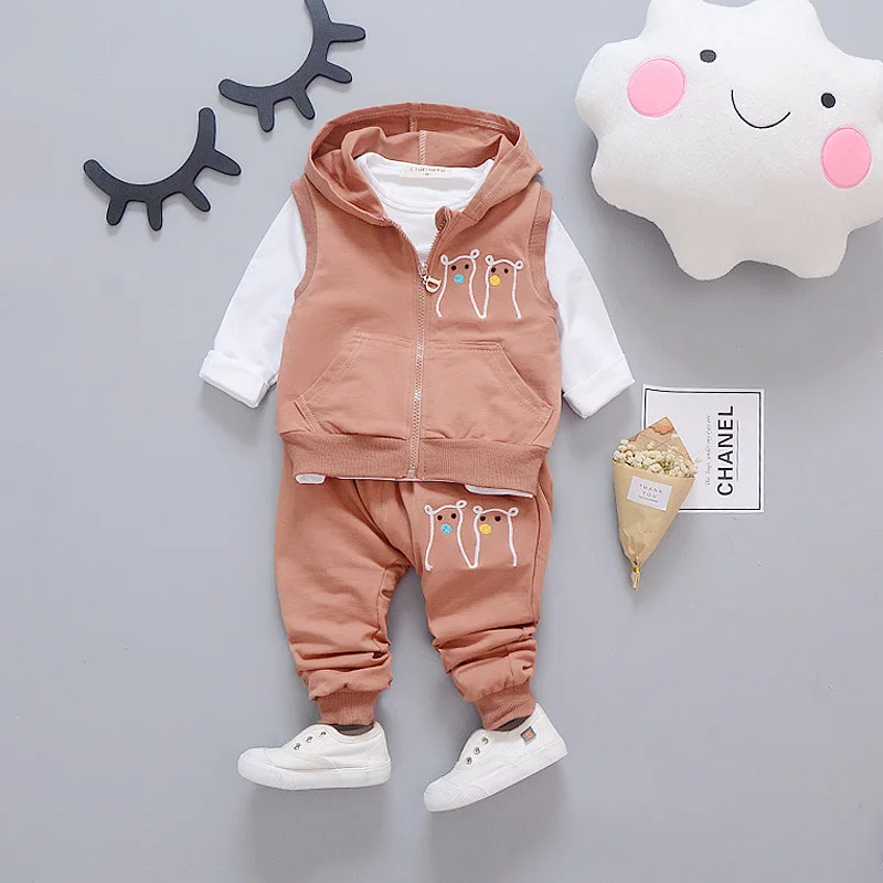 

Baby Boys Clothes Spring New Casual Clothing Sets Children Cotton Long Sleeve T Shirt + Pants+ Vest 3 pcs/set Vestido Infantil