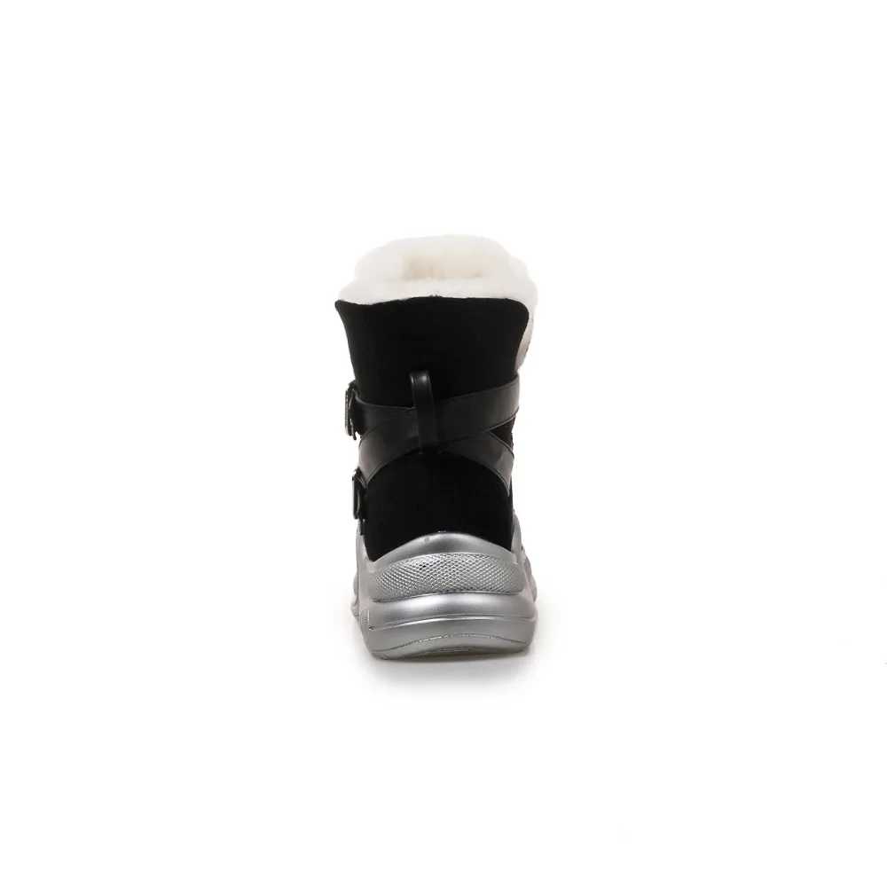 Kickway Invierno De Tamaño Casuales Botas Nieve Más 34 Vellón Cálido Plataforma 40 Thick Mujer Zapatos Piel Plush Plana Black Real fnCRqxSfwr