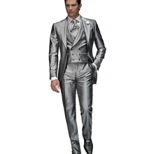 Модные серебряные смокинги друзей жениха на одной пуговице мужские свадебные костюмы жениха(пиджак+ брюки+ жилет+ галстук) K: 767