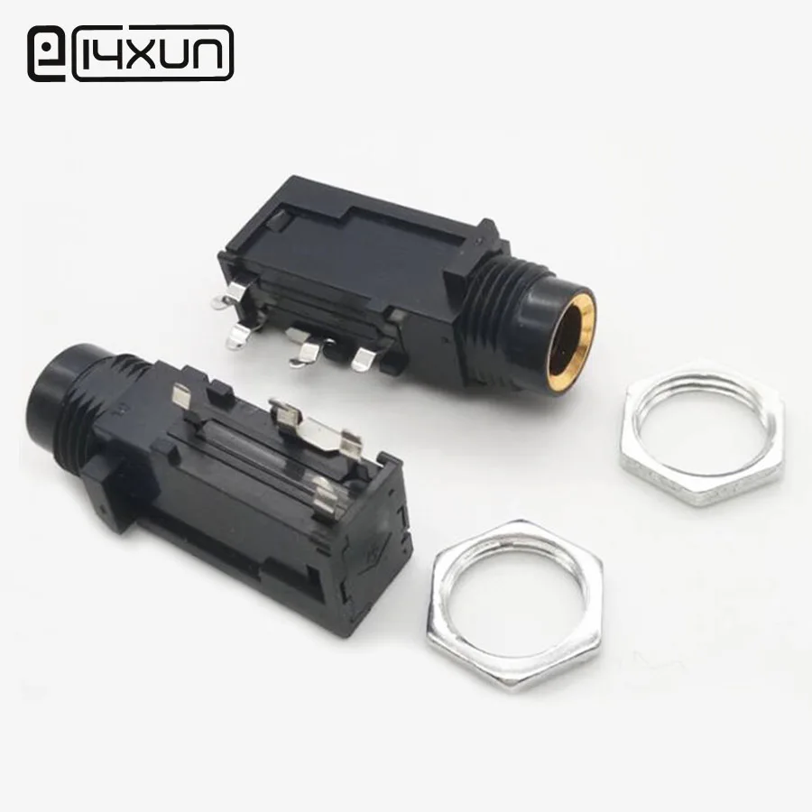 

2pcs 6.5mm / 6.35mm 4Pin Female jack Microphone PCB Board Audio Connector with Nut For Mixer Guitar