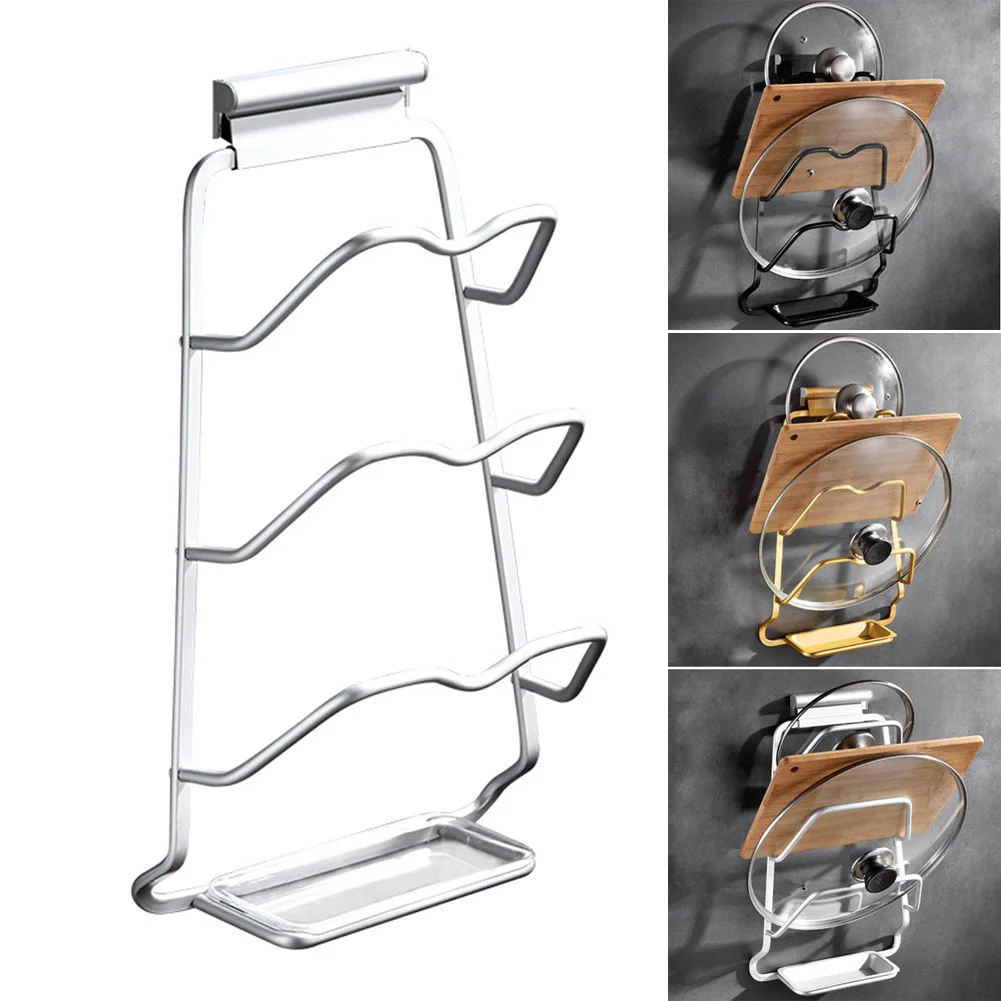 

1 Pcs Multi-layer Cabinet Door Wall Pot Lid Storage Rack Spatula Pot Pan Covers DC112