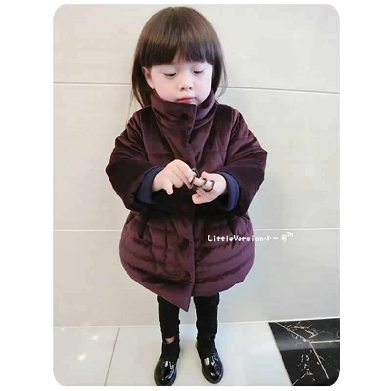Зимнее пальто для девочек стеганая куртка утепленные пальто и куртки средней длины с хлопковой подкладкой для девочек модная повседневная одежда с хлопковой подкладкой - Цвет: dark purple