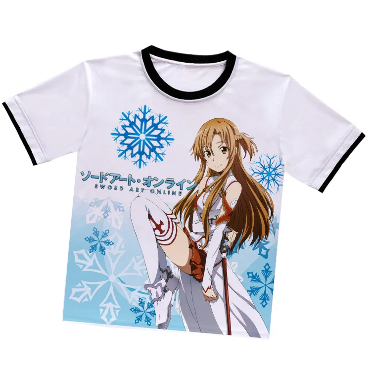 Sword Art Online SAO Asuna O Neck T shirt anime short sleeved T shirt