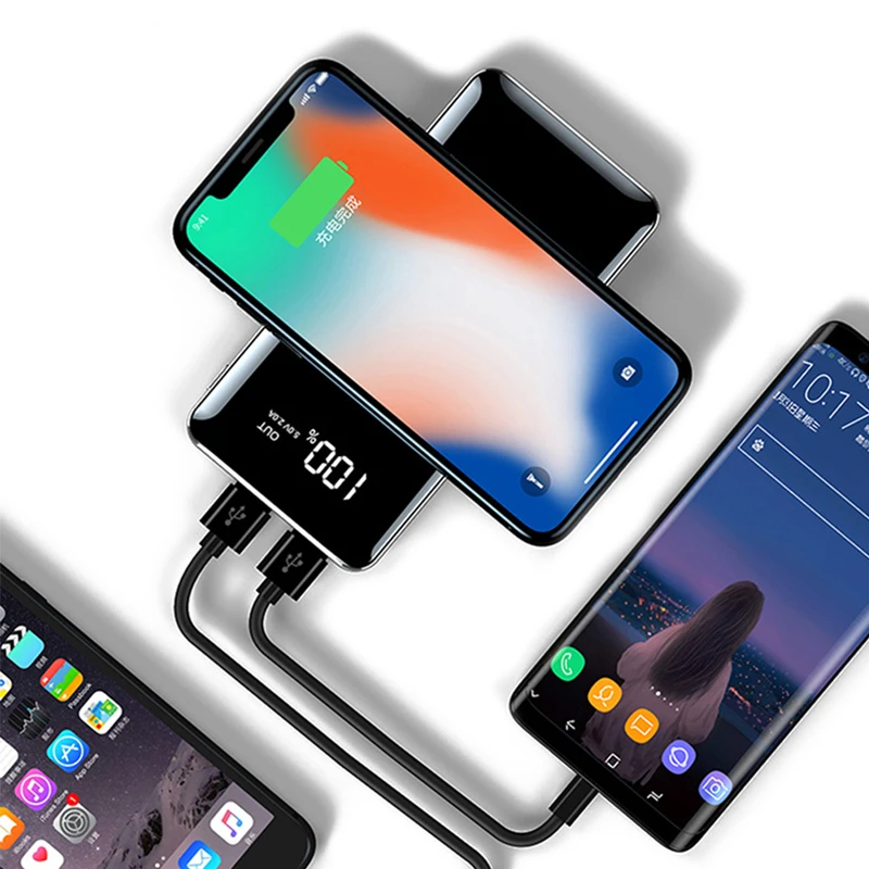 Universal 10000mAh QI Wireless Charger Power Bank For iPhone X XS Max 8 Samsung S9 External Phone Charger Wireless Charging Pad Universal 10000mAh QI Wireless Charger Power Bank For iPhone X XS Max 8 Samsung S9 External Phone Charger Wireless Charging Pad