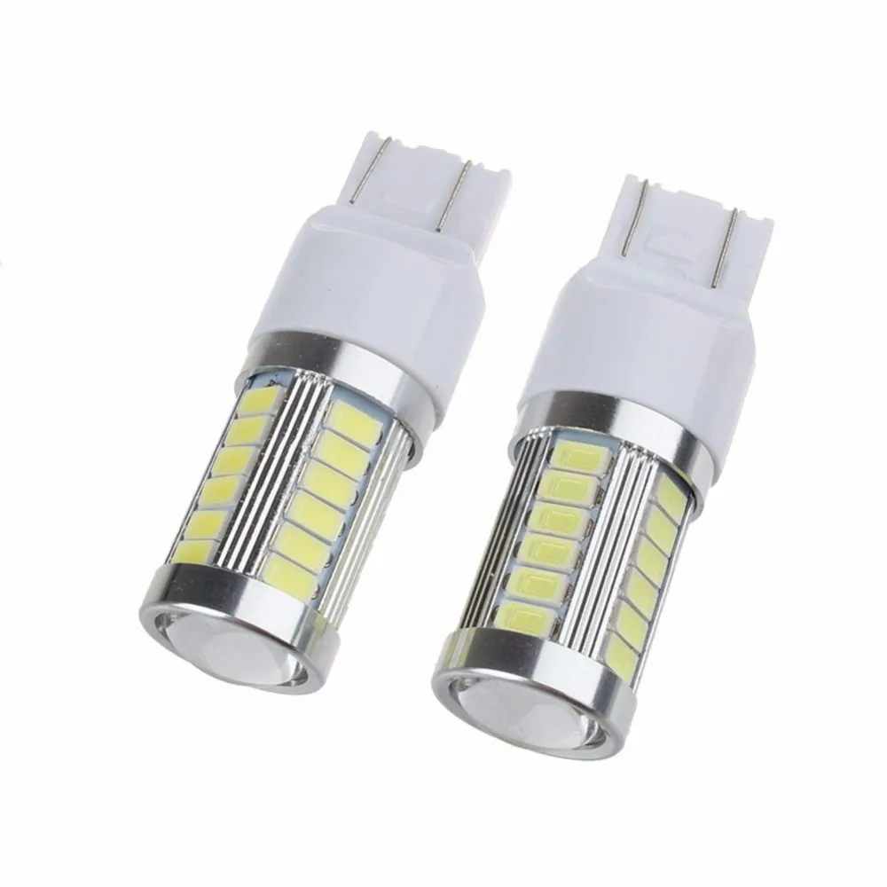 

New 2PCS T20 7443 5W 33 SMD 5630 5730 Led Car Stop Lamp Rear Tail Bulbs 33SMD Auto DRL Daytime Running Light White Red Ambe