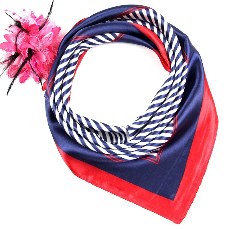 50*50cm Fashion Ladies Scarf Brand Design Printed Scarves Woman's Professional Square Silk Scarf Neckchief Satin Bag Hair Tie