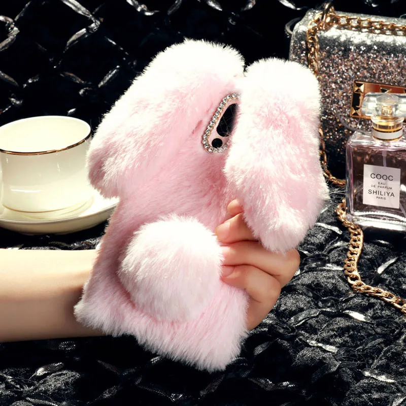 

Luxury Warm Rabbit hair Cases For Meizu 16X Case Cute Furry Soft TPU Case For Meizu 16 X Housing Cover bags