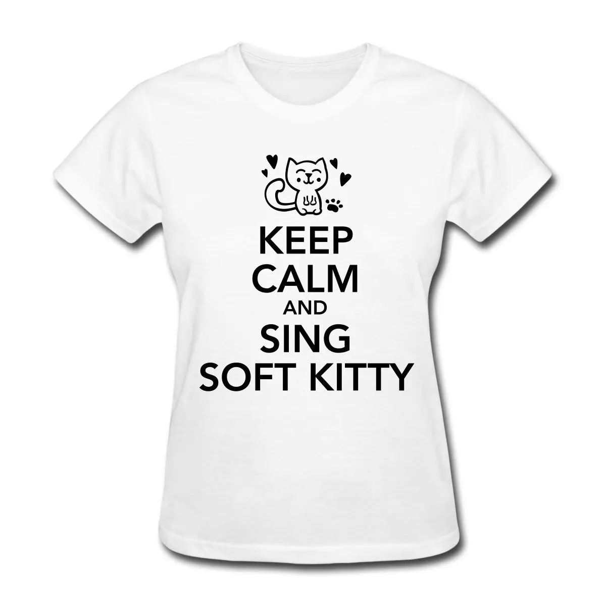 Keep Calm Sing Soft Kitty Women's T Shirt 100 Cotton Hip Hop Style