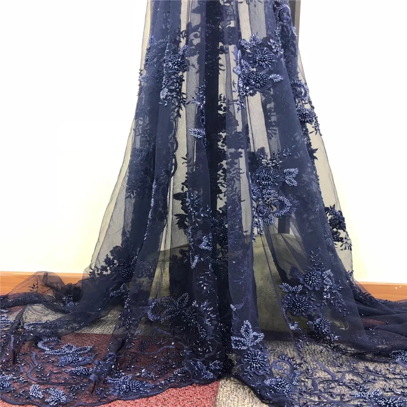 

2018 Latest Pearls French Nigerian Laces Fabrics High Quality Tulle African Laces Fabrics Wedding African French Tulle Lace