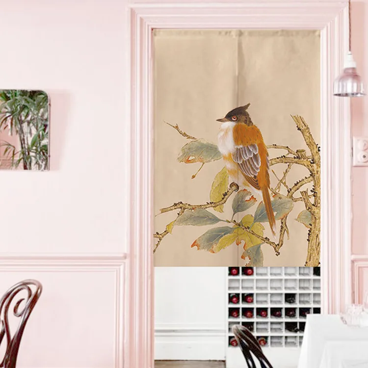

Chinese Retro Flower and Bird Door Curtain Living Room Bedroom Curtain Noren Japanese Curtain Entrance Feng Shui Door Curtain