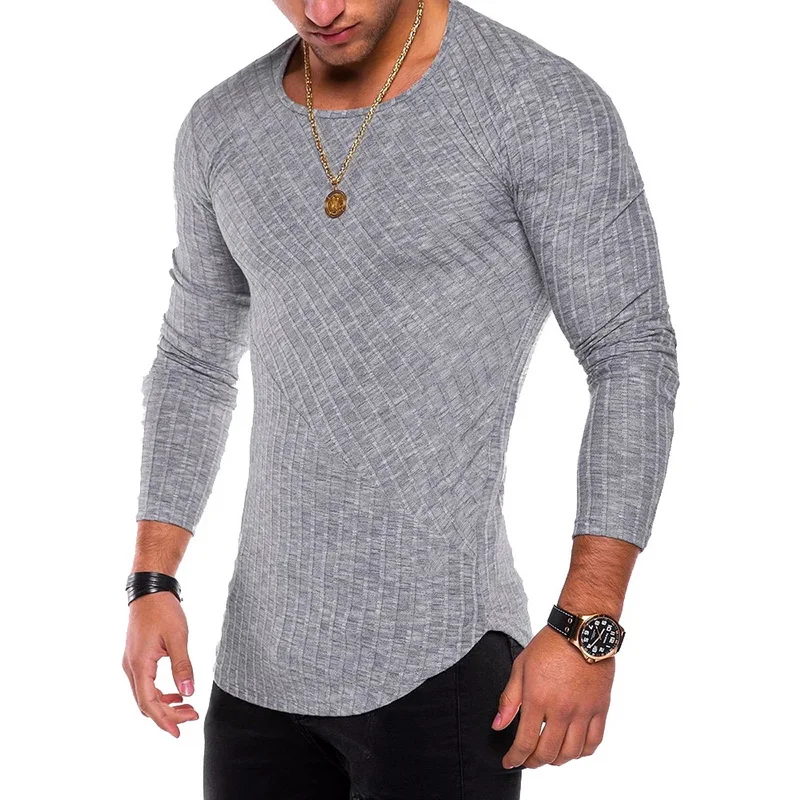 

2019 Men T-shirts Striped Shirt Homme Summer Oversize Arc Hem Long Sleeve Tshirt Men Hip Hop Streetwear Slim Fit Plus Size 3XL