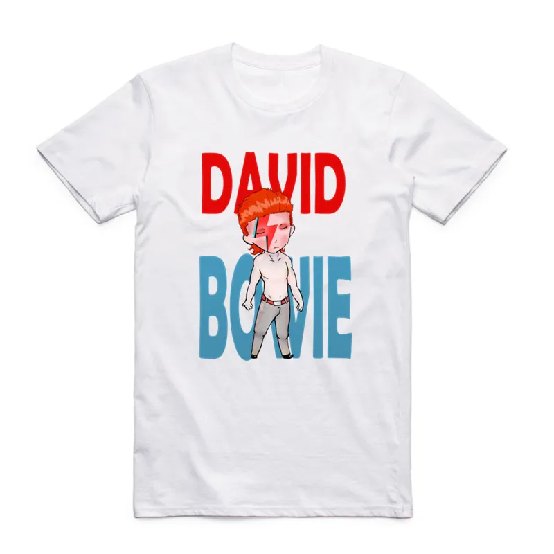 

Summer Fashion Men Print Rock Bowie David Bowie Ziggy Stardust Vintage T Shirt O Neck Short Sleeve Camisetas White T-shirt