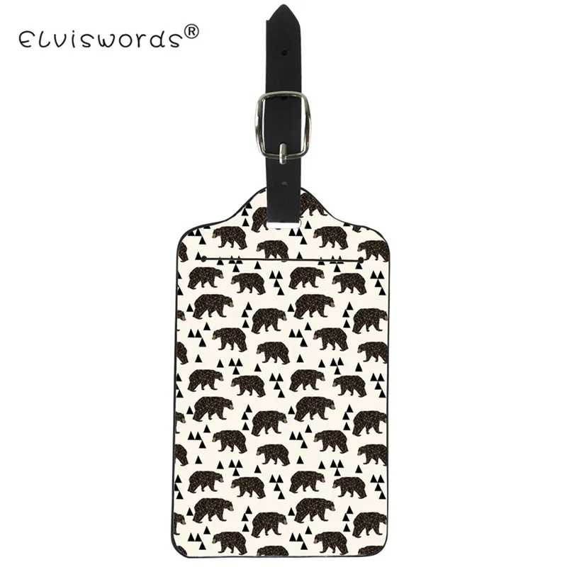 ELVISWORDS 3D водонепроницаемые полиуретановые бирки для багажа Geo Bear Pattern чемодан ID