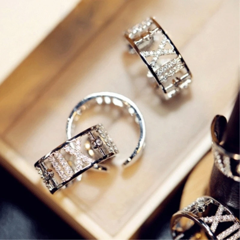 

Arabic Numerals 925 Sterling Silver Creative Elegant Temperament Personality Fashion Female Resizable Opening Rings SRI102