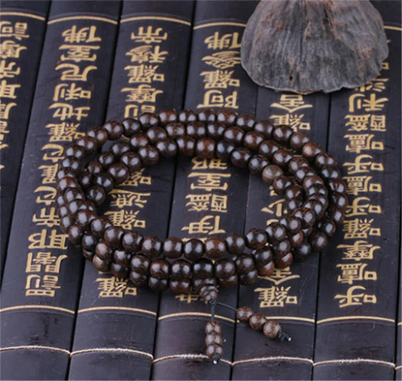Natural Agilawood Aloeswood Round Wood Beads Bracelet (4)
