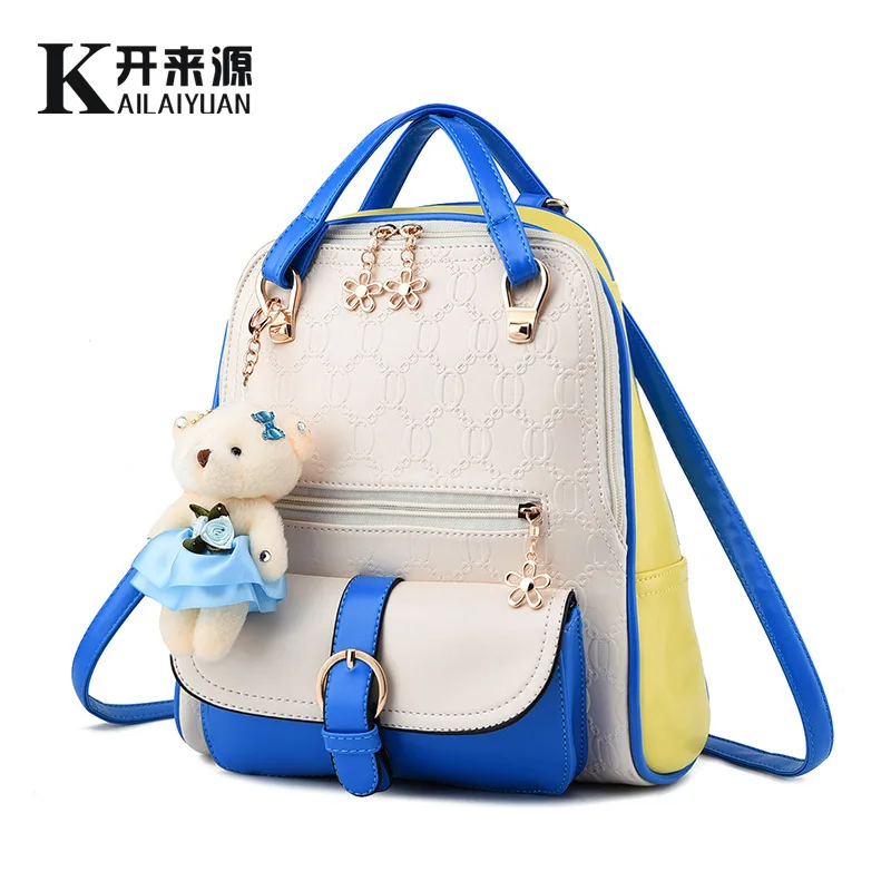 2016 new stylish backbags good PU leather bear backpack with high quality package