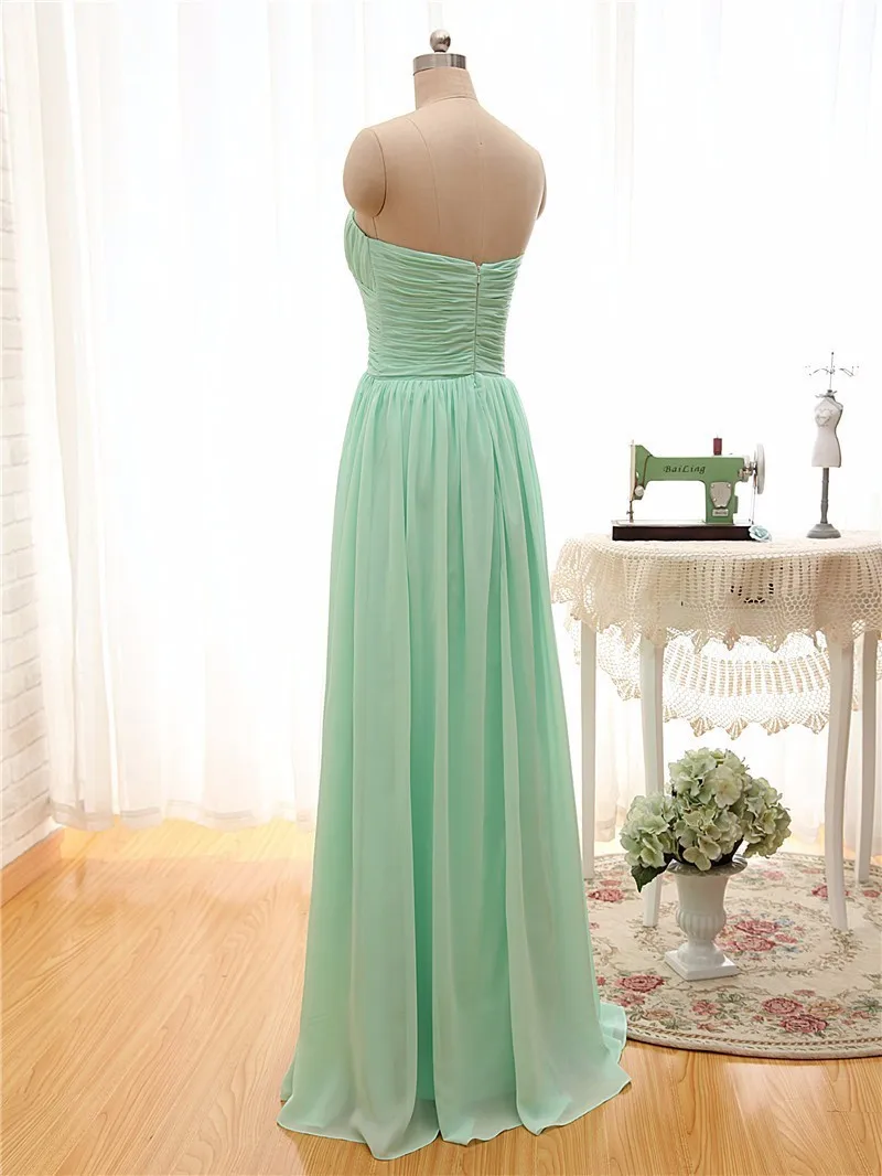 Новое поступление, мятно-зеленое длинное шифоновое платье трапециевидной формы, гофрированное платье подружки невесты до 50 лет, платье для свадебной вечеринки, халат hond'honneur