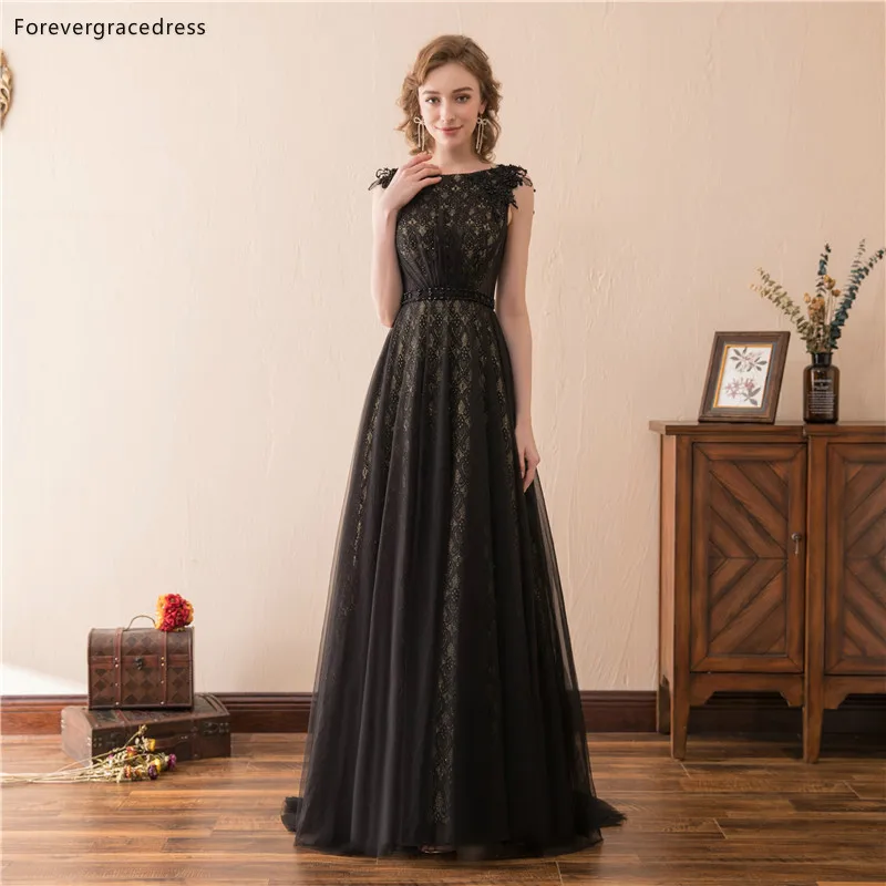 Женское вечернее платье без рукавов Forevergracedress черное кружевное большого размера
