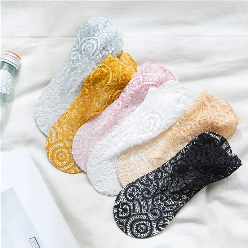 

SP&CITY Summer 6 Pairs/Set Women Hollow Out Lace Short Socks Fashion Sexy Solid Colored Ankle Socks Breathable Comfort Cheap Sox