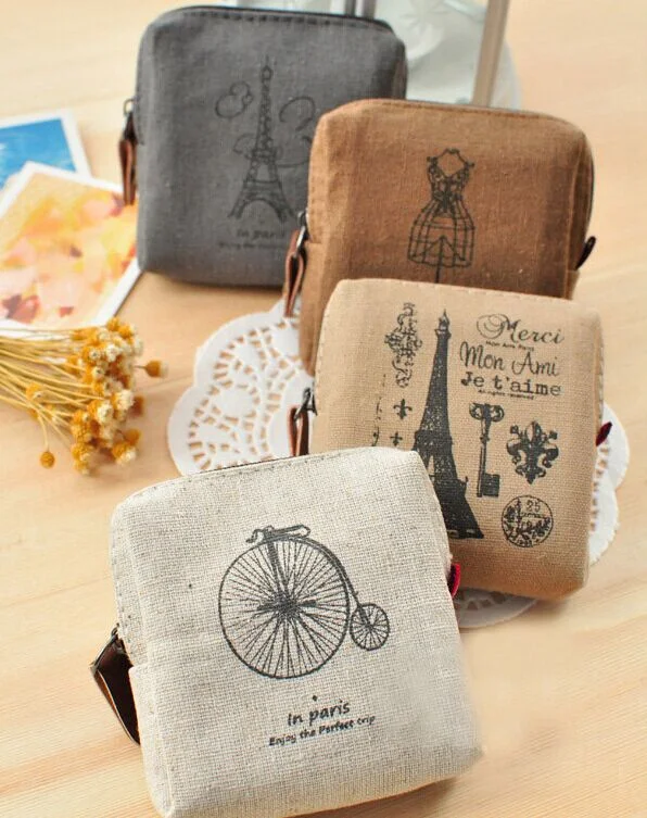 

Classic 4Designs Retro Paris Mini - Canvas Storage Box & Keys BAG Holder Case ; Gift Lady Girl's Pocket Coin Purse Wallet Case
