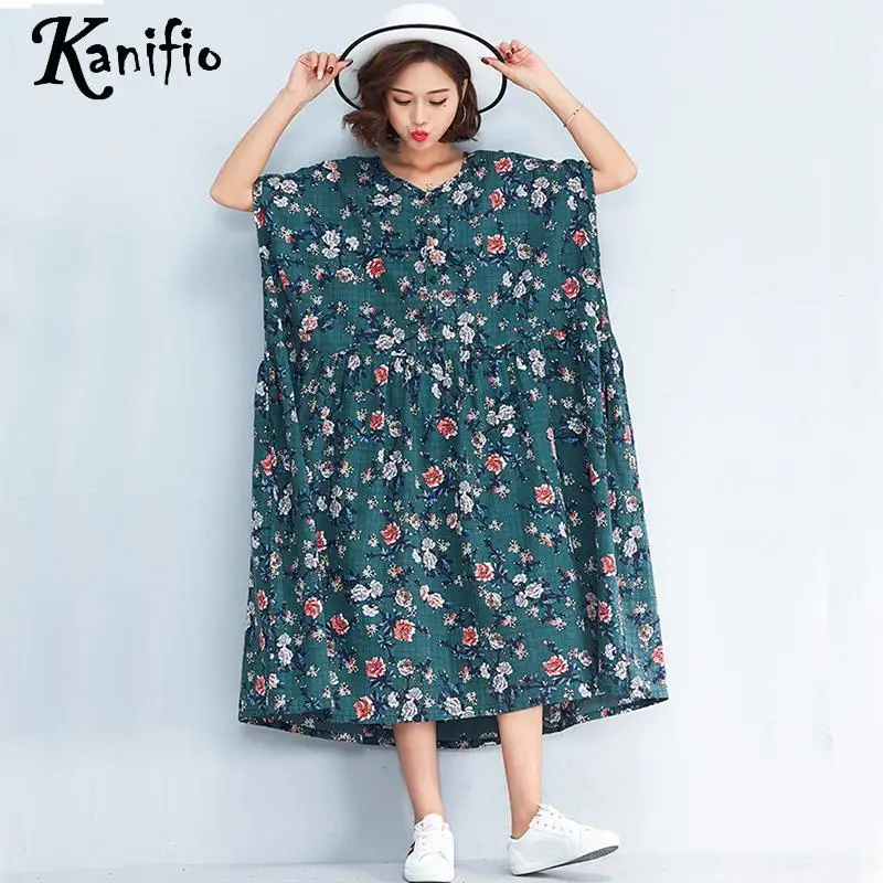 Kanifio Brand Oversized Clothing Plus Size Women Fashion Flower Print