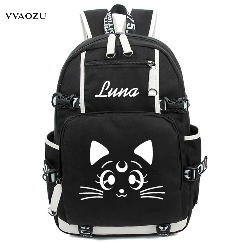 Harajuku Сейлор Мун светящийся Luna Косплей рюкзак женский мужской японский аниме ноутбук школьный рюкзак Mochila Bookbag