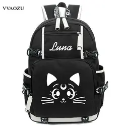 Harajuku Сейлор Мун световой Luna Косплэй рюкзак Для женщин Для мужчин Японии аниме ноутбук Mochila Bookbag