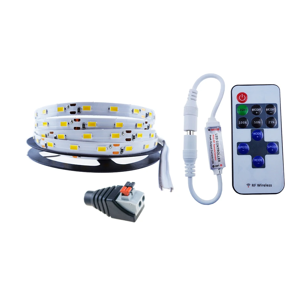 5 м Светодиодная лента 5630 5730 свет + контроллер SMD 300led Гибкая полоса веревка белый PCB