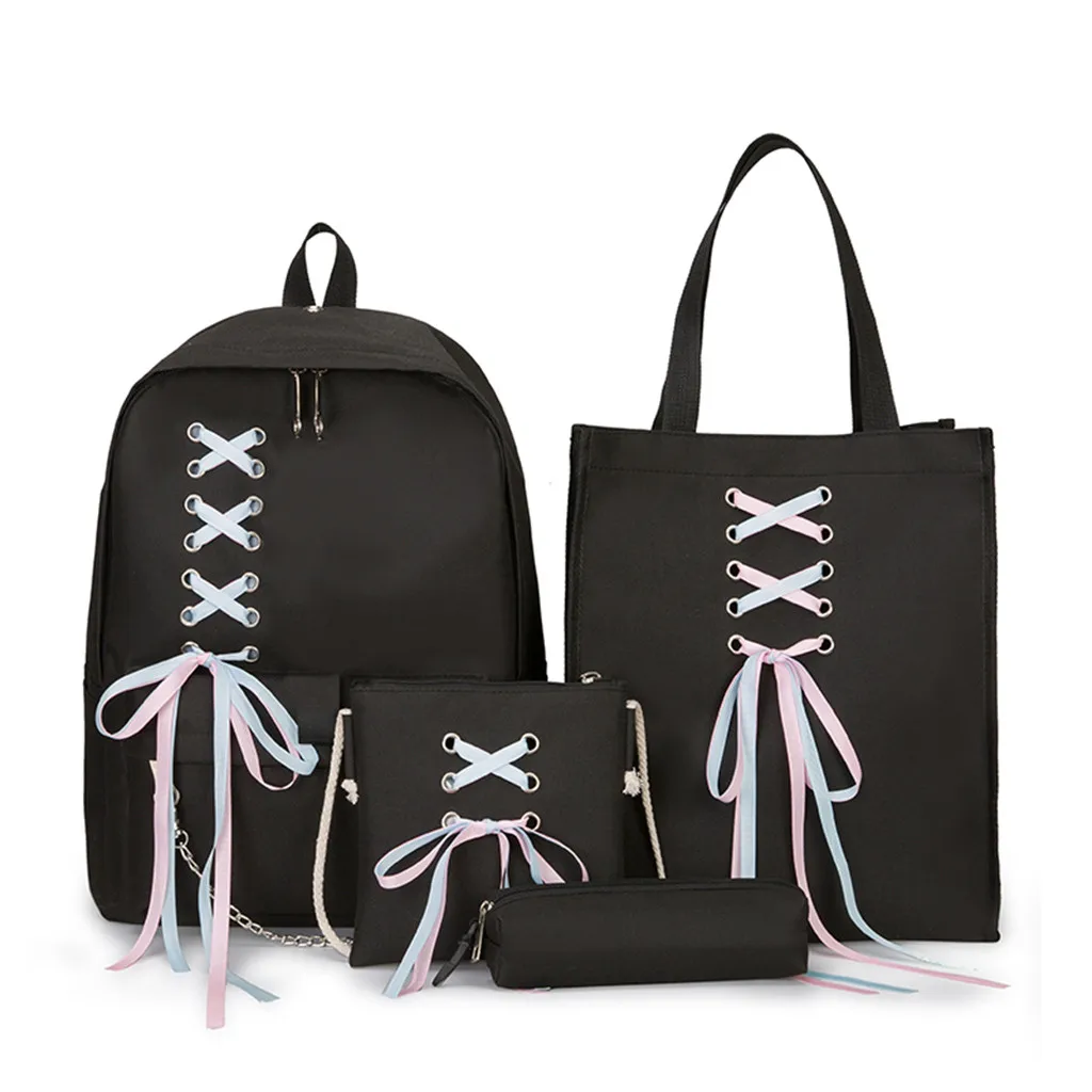

Chain USB Backpack Women Canvas 3pcs/set Backpack Teenager Girls Backpacks Shoulder Bag Female Student School Bags Tassel G1