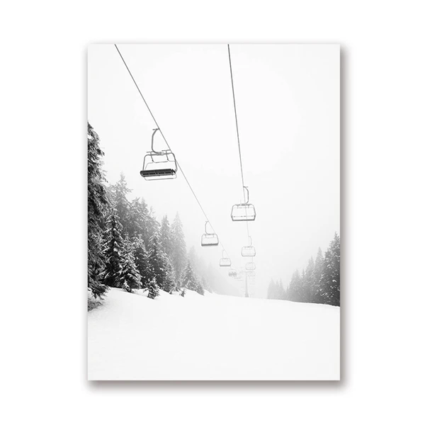 Лыжная горная печать черно-белая фотография стены искусства холст картина лыжный Любовник подарок плакат Современный нордический украшение дома - Цвет: PH1628