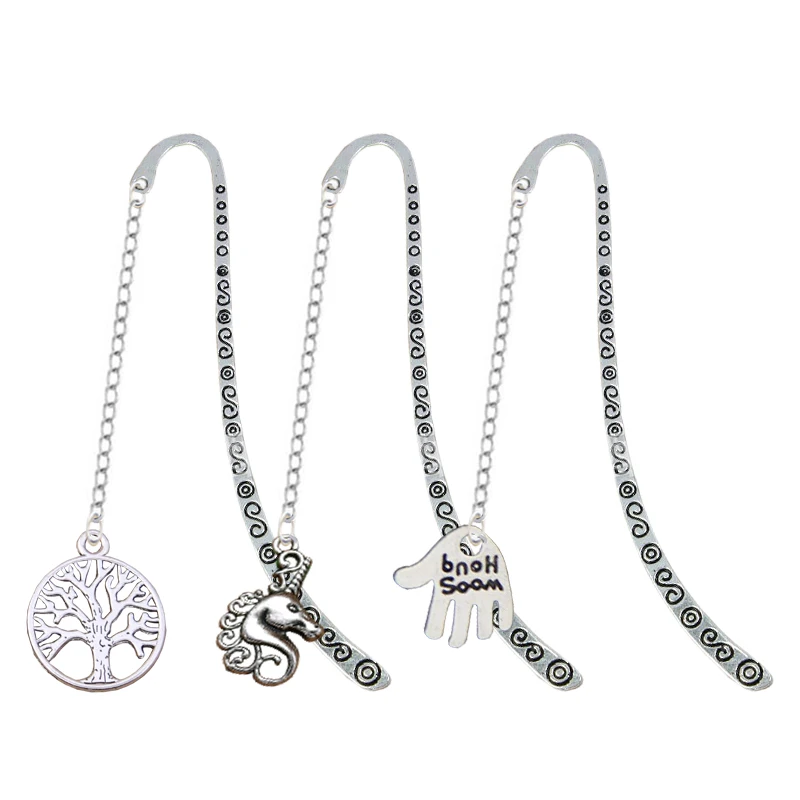 Bookmark Stationery Unicorn & Tree Of Life &Palm Vola &Snowflake For Reading Books Notebook Bullet Journal Diary Jewelry Pendant