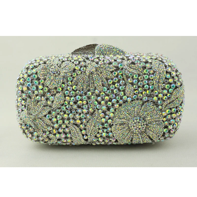 Silver Sparkly Clutch Bag Women White Crystal Clutch Purse for Ladies