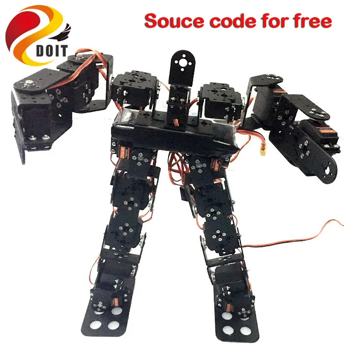 

17DOF Biped Robotic Educational Robot Humanoid Robot Kit Servo Bracket Ball Bearing Black free send source code