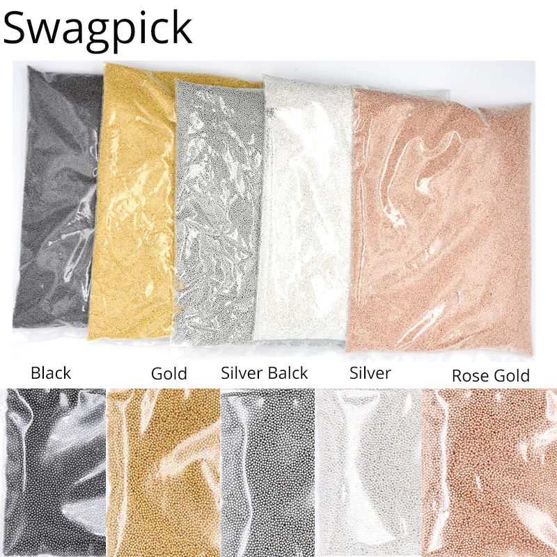 Swagpick 1 кг розовое золото черный серебристый металл икра бусины Rosas 3d дизайн ногтей