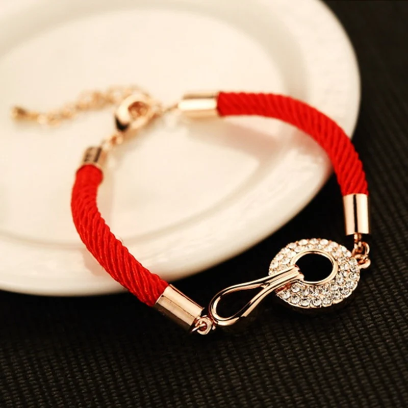 transfer beads red string bracelet plated gold bicyclic fashion buckle Crude red rope bracelet