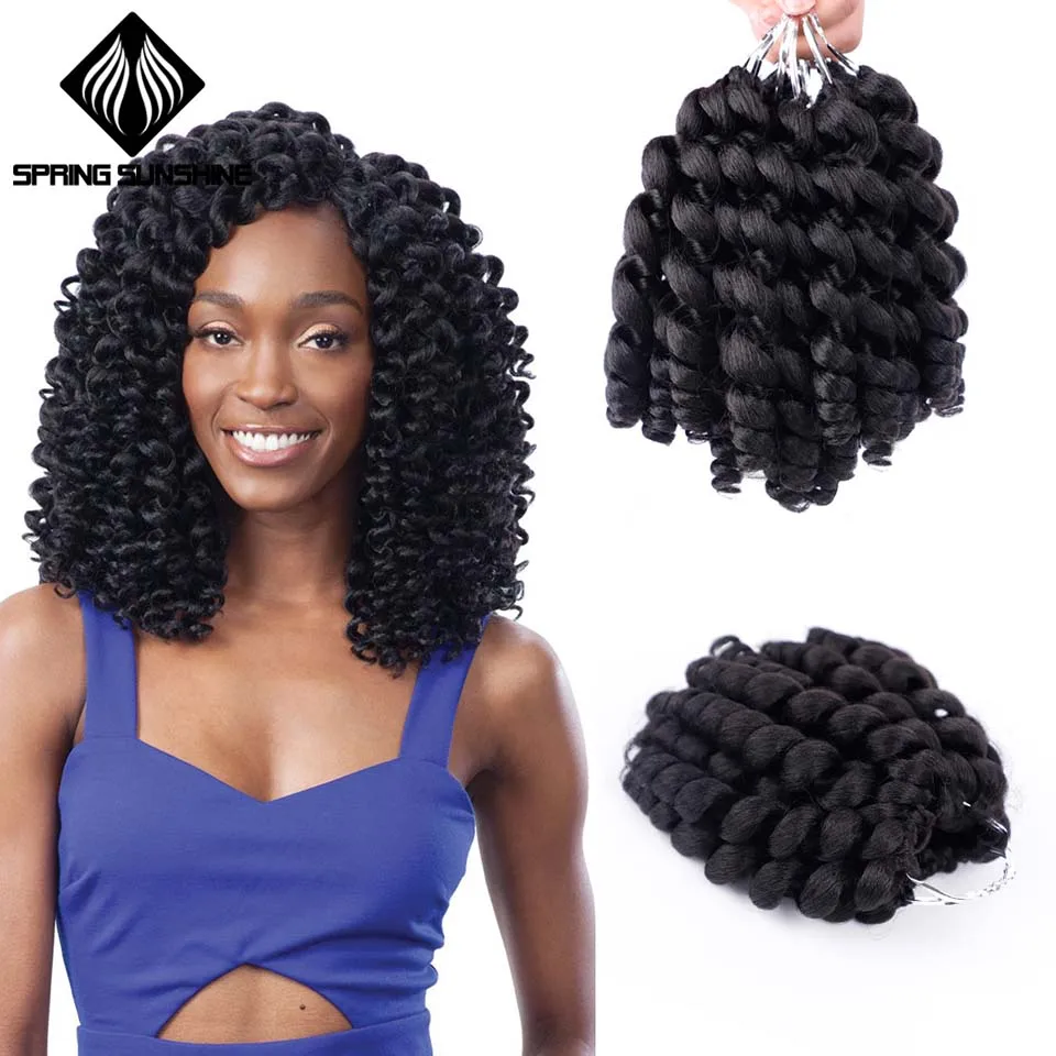 

Spring sunshine 8'' Jumpy Wand Curl Jamaican Bounce Synthetic Braiding Hair Extension Crochet Braid Kanekalon HairFor Woman