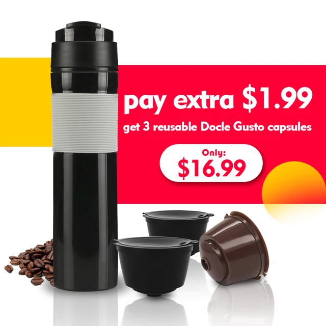 Special Offers 3pcs/lot Refillable Dolce Gusto Reusable Coffee Capsule Coffee Compatible Nescafe and 1 French Press Coffee Maker Tea Pot 