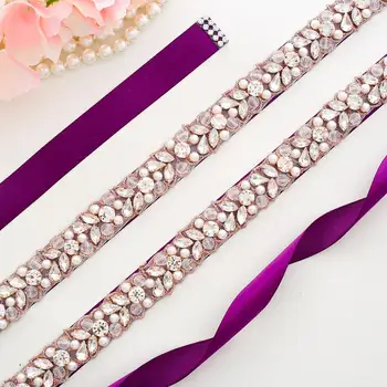 

Rose Gold Diamond Wedding Sash Crystal Wedding Dress Belt Rhinestones Bridal Belt For Diamond Dress A134RG
