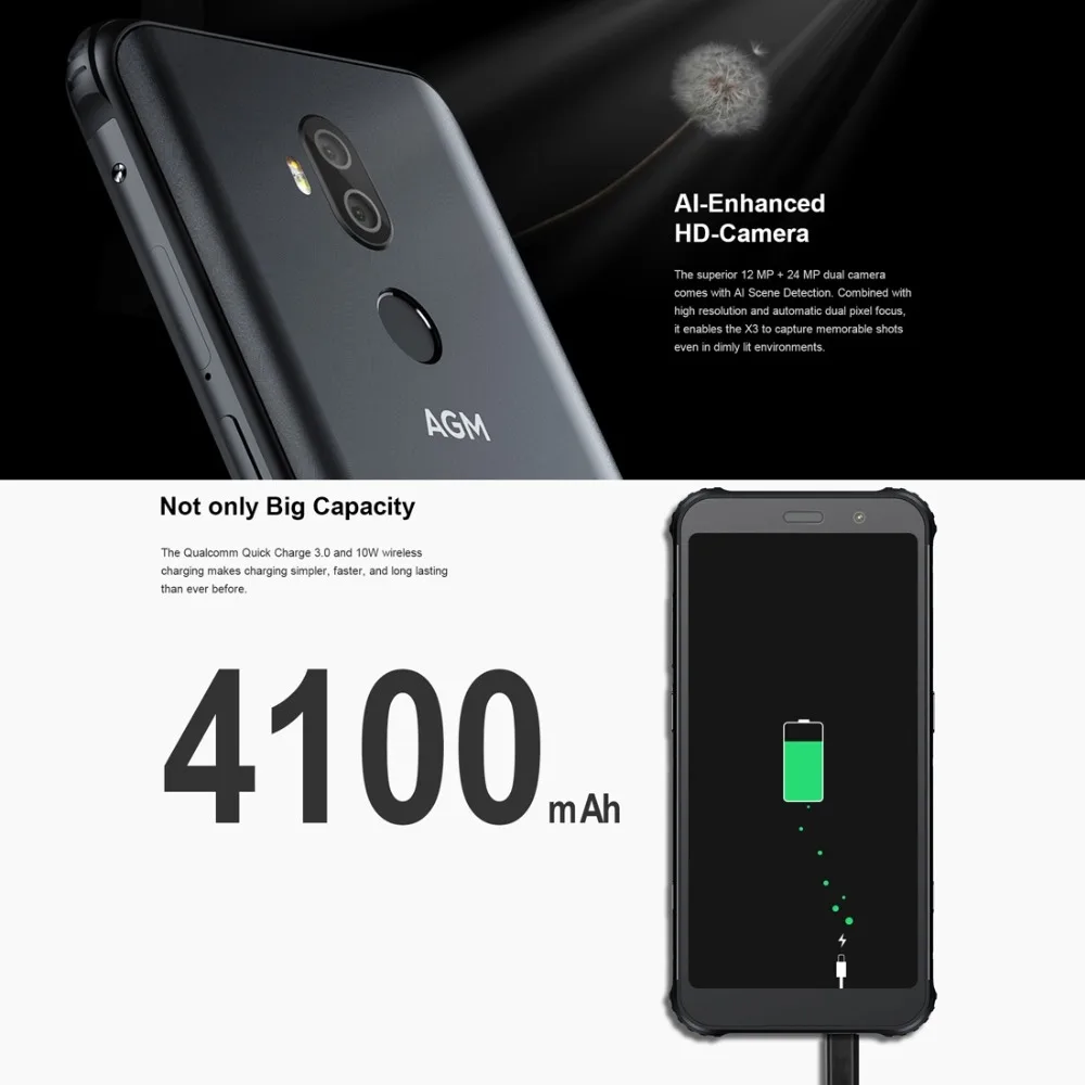 ddr5 ram AGM X3 Rugged Phone 8GB 64GB IP68 Waterproof Face Unlock 4100mA 5.99'' Android 8.1 Octa Core 4G NFC Wireless Charge Smartphone 8gb ram ddr4