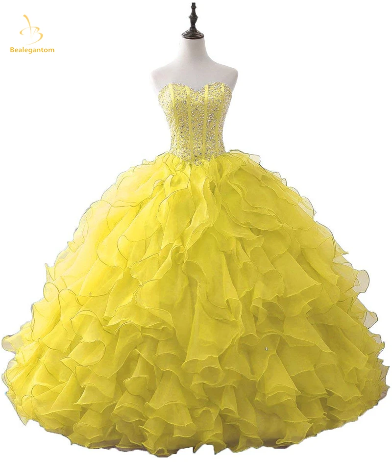 

Bealegantom New Sweetheart Crystals Ball Gown Quinceanera Dresses 2018 Beaded Lace Up For 15 Years Vestidos De 15 Anos QA1450