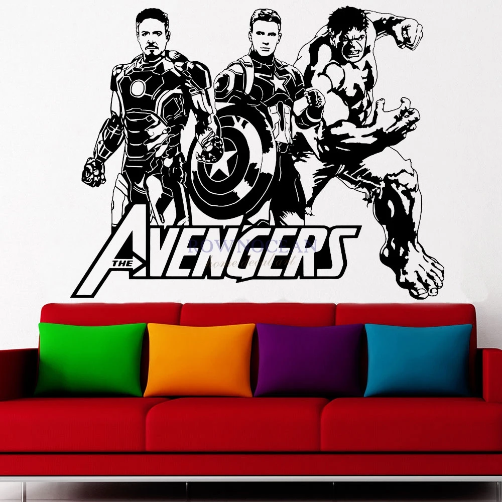 Us 13 73 Creative Diy The Avengers Wall Sticker Muursticker Removable Home Decor Wall Art Mural Stickers Boy Bedroom Decoration D532 In Wall