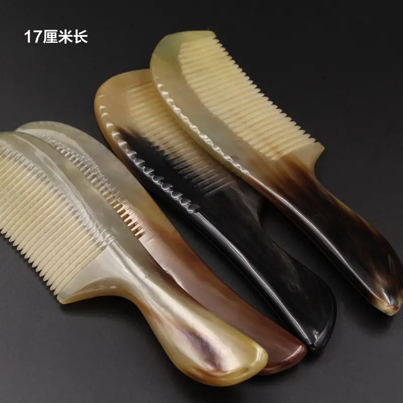 빗 미용 자연 정전기 방지 흰색 버팔로 경적 빗 헤어 케어 마사지 브러시 손실 ..