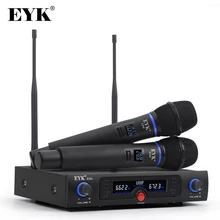 EYK E200 длинный диапазон UHF двухканальный Беспроводной микрофон Системы цельного металла ручной микрофон с новыми светильник дизайн для караоке EYK E200 длинный диапазон UHF двухканальный Беспроводной микрофон Системы цельного металла ручной микрофон с новыми светильник дизайн для караоке
