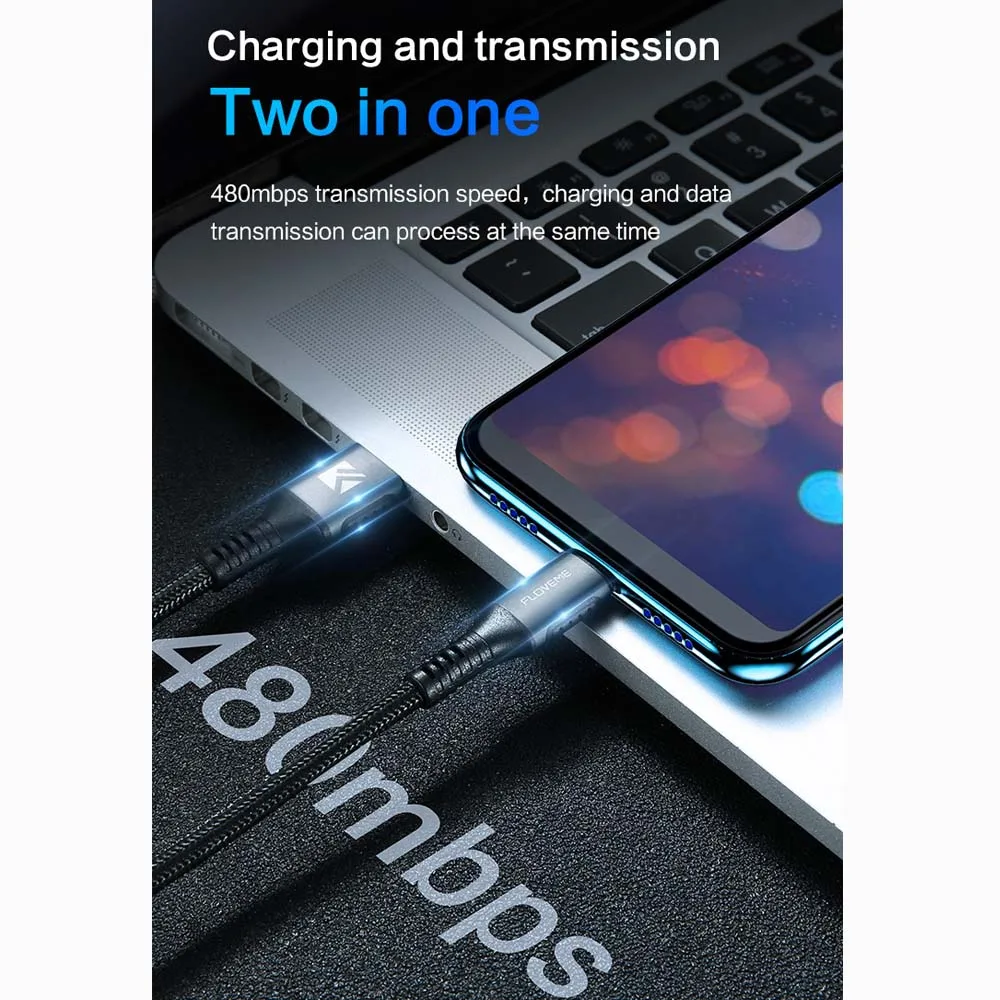 FDBRO FLOVEMEUSB نوع C 5A كابل 3.4ft/3 حزمة-3.0 C إلى USB الحبل سريع السريع شحن شاحن USB-C نوع-C كابل لسامسونج